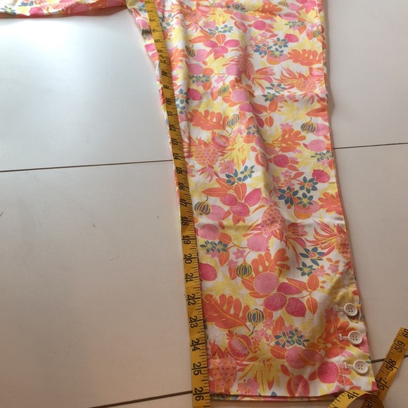 Talbots Tropical Floral Perfect Crop Pants Pink Orange Yellow Women’s Curvy 6 - Picture 8 of 12